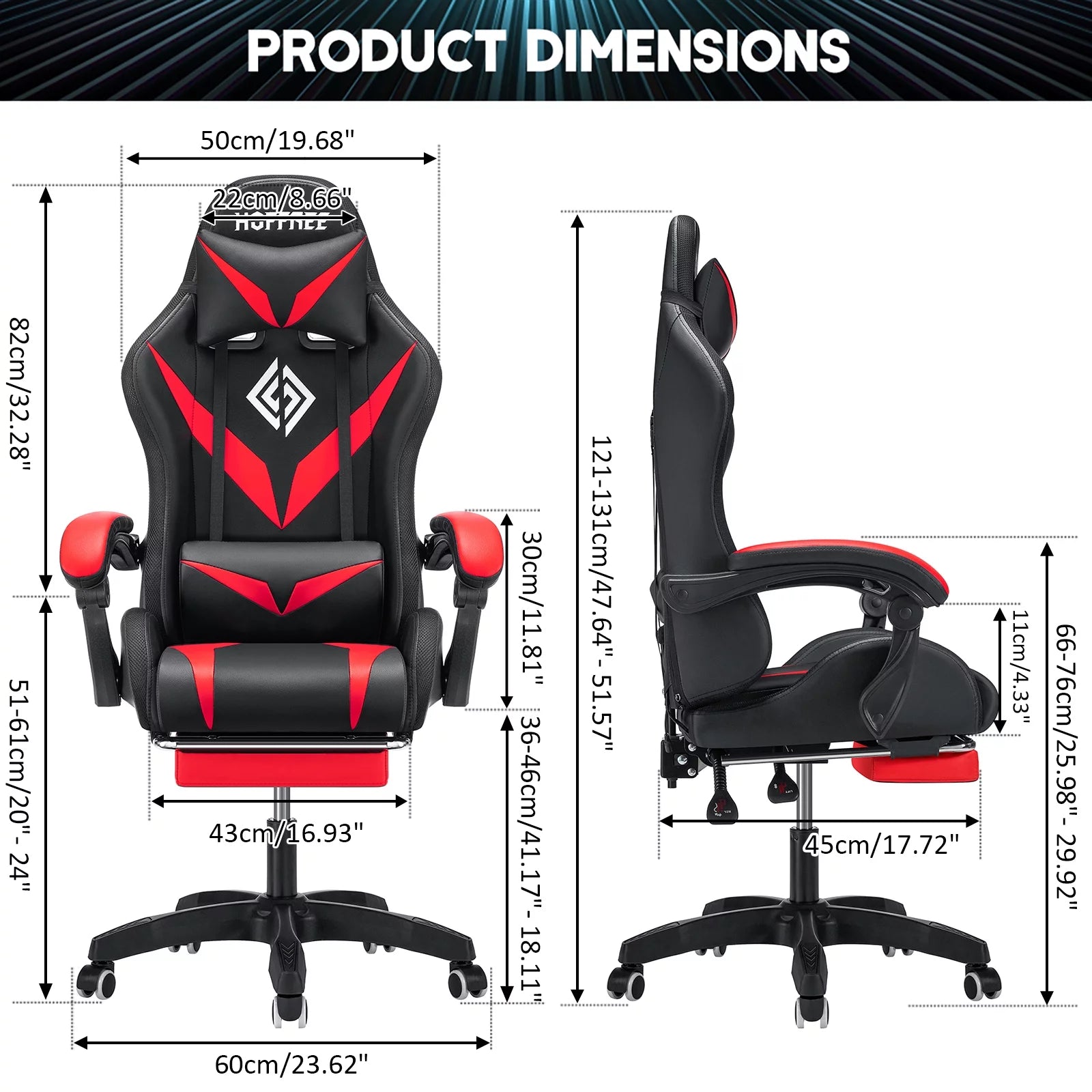 Gaming Chair with Massage and LED RGB Lights Ergonomic Computer Chair with Footrest High Back Video Game Chair with Adjustable Lumbar Support Linkage Armrest for Home Office