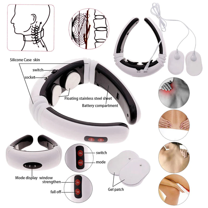 Electric Cervical Pulse Neck Massager Muscle Relax Massage Magnetic Therapy US